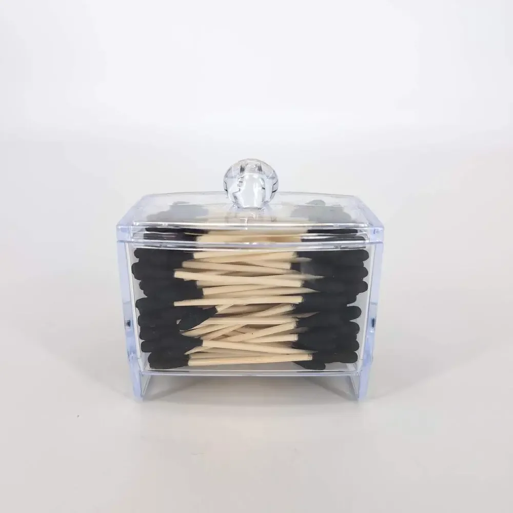 Clear Transparent See Through Acrylic Cotton Swab Dispenser Q Tip Storage Box